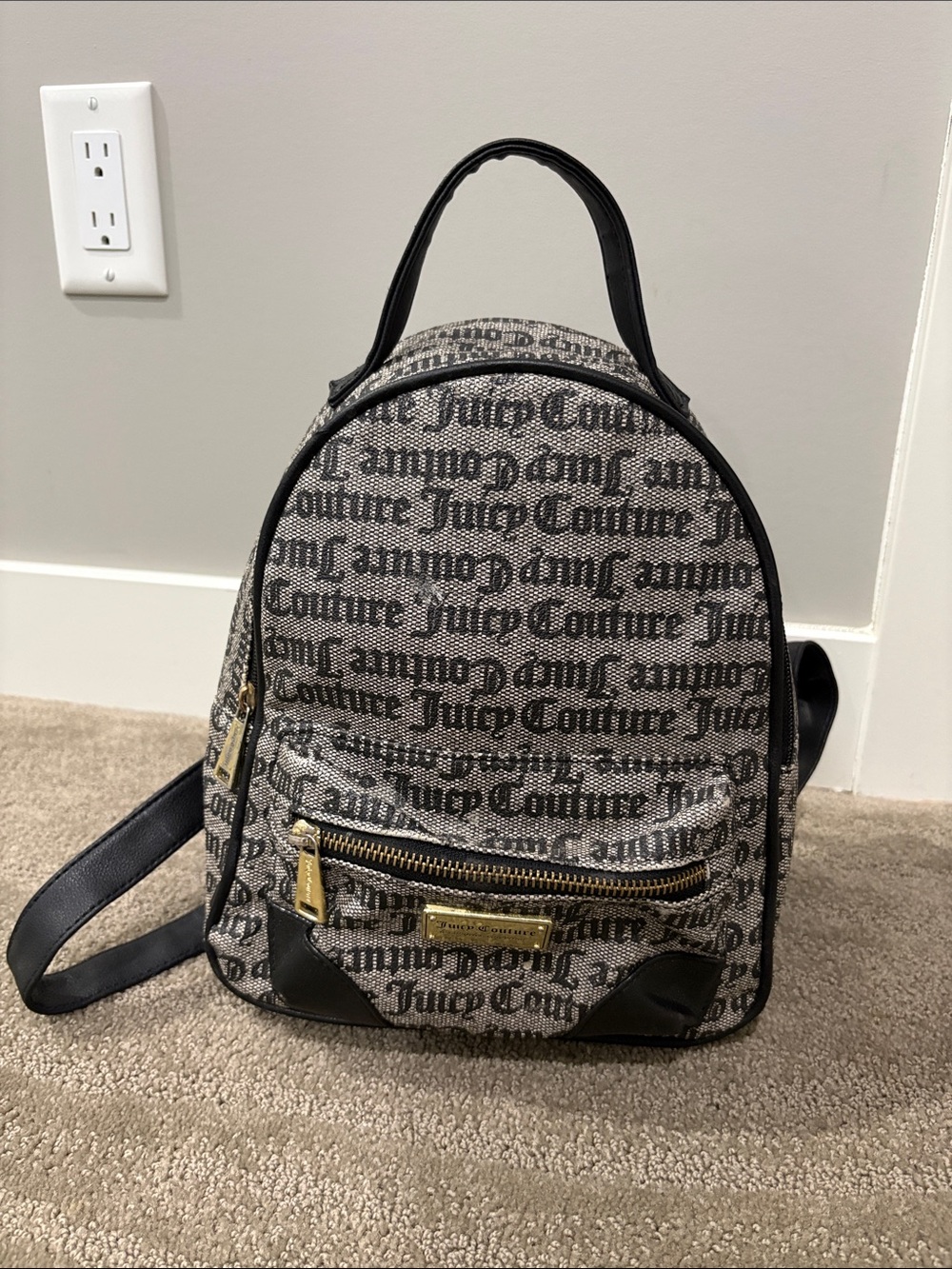 Juicy Couture Logo Mini Backpack in Black and Gray